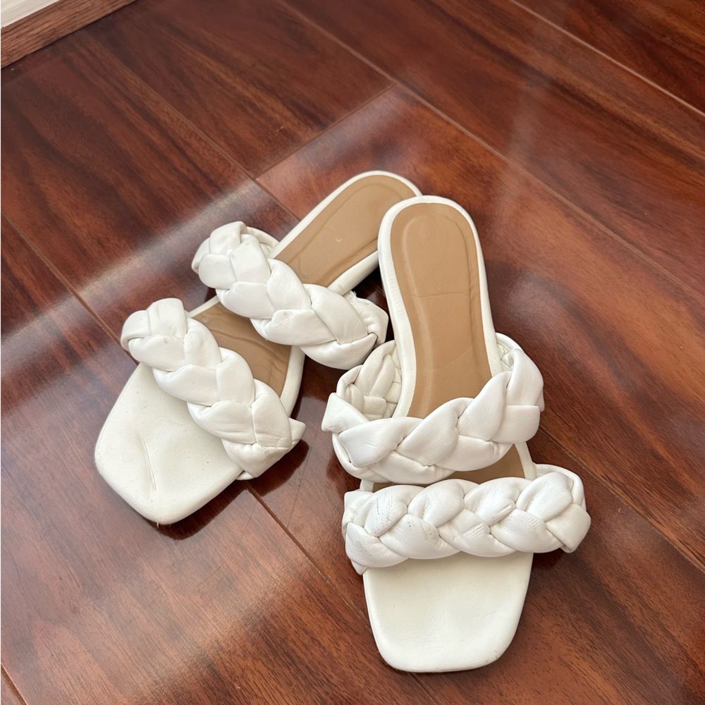 Elegant White Braided Women's Sandals
